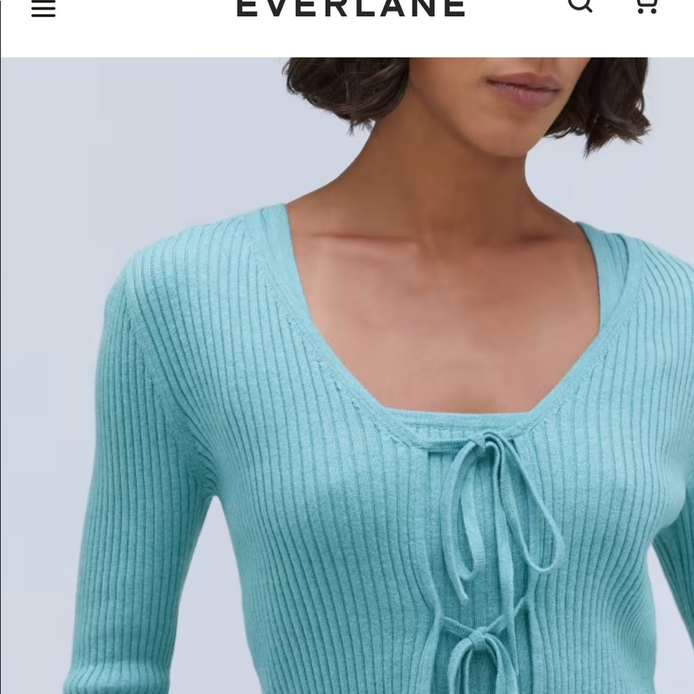 Everlane cotton merino tie front sweater